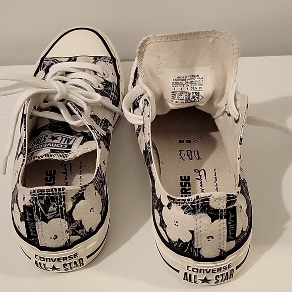Converse x Andy Warhol Limited Edition, Flowers BW, women's size 6. Gently worn. - Picture 2 of 7